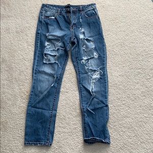 Ripped boyfriend jeans